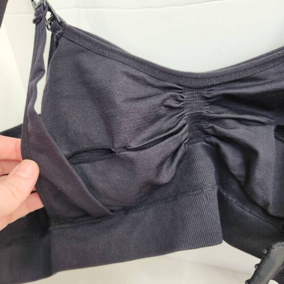 Kindred Bravely Solid Black Womens Large Nursing Pumping Bra Comfort Nylon Blend - Picture 11 of 12
